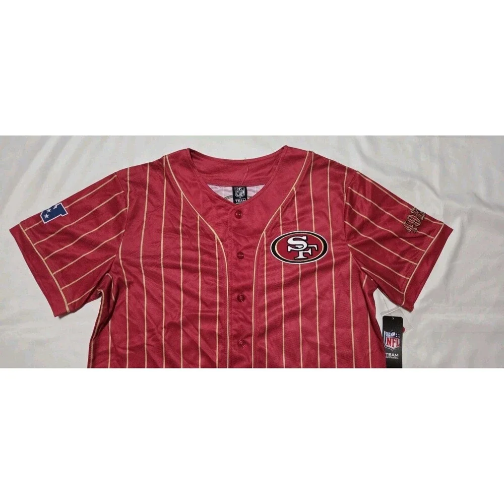 San Francisco 49ers Baseball Jersey Red And Gold Stripes Size Medium NWT